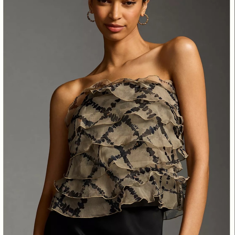 Anthropologie Let Me Be Ruffle Tiered Tube Top XL